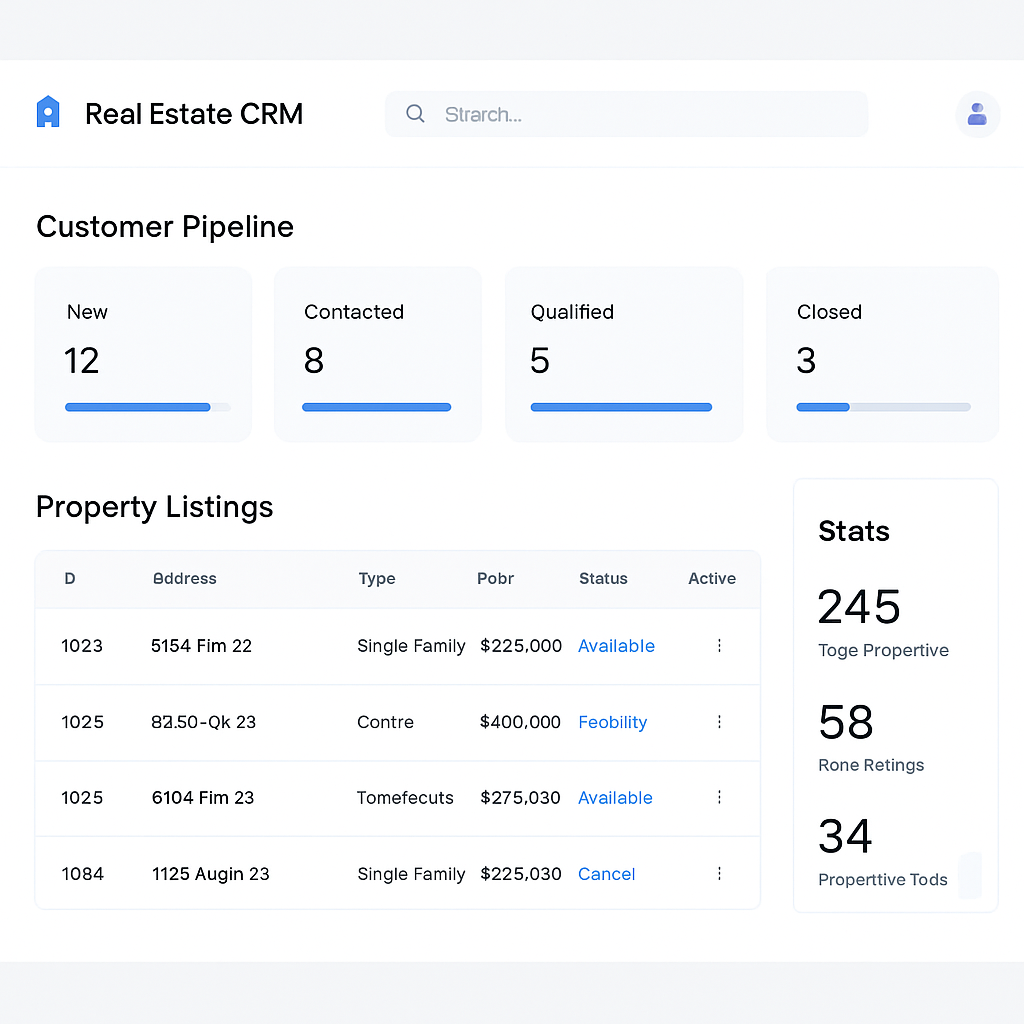 Giao diện dự án CRM Bất Động Sản